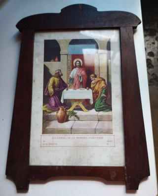 Antiguo marco de madera copete siglo XIX