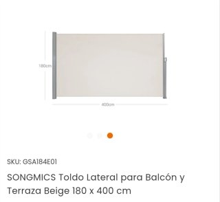 Toldo Lateral SONGMICS Beige 180x400cm