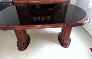 Mesa de salón cristal y madera