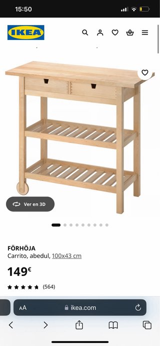 Carrito Auxiliar Cocina Madera