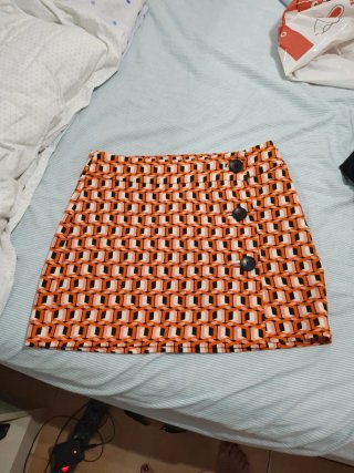 Falda estampada geométrica naranja