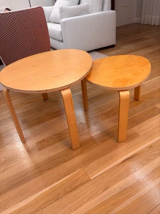 Conjunto mesas centro madera natural
