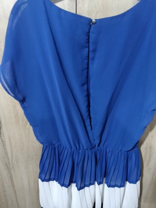 Vestido gasa azul y blanco