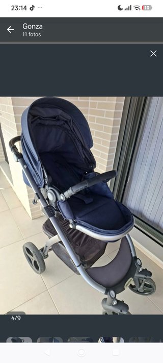 Carro y capazo azul/gris