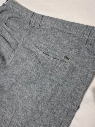 Pantaloni grigi in lino e cotone