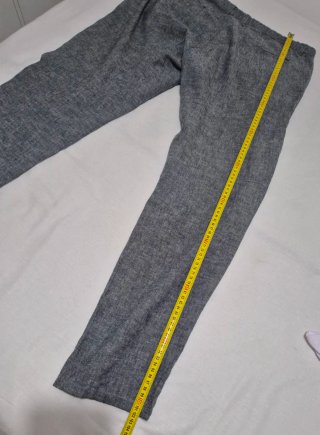 Pantaloni grigi in lino e cotone