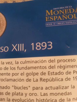 Moneda 1 Peseta Alfonso XIII 1893 Plata
