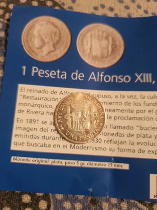 Moneda 1 Peseta Alfonso XIII 1893 Plata