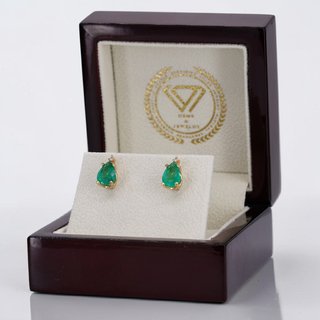 Pendientes Oro 18k Esmeraldas y Diamantes