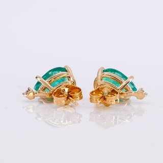 Pendientes Oro 18k Esmeraldas y Diamantes