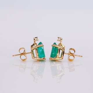 Pendientes Oro 18k Esmeraldas y Diamantes