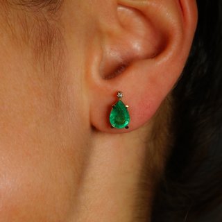 Pendientes Oro 18k Esmeraldas y Diamantes