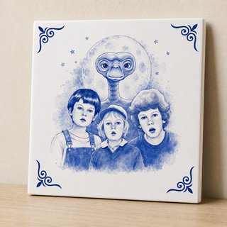 Azulejo decorativo E.T. y niños
