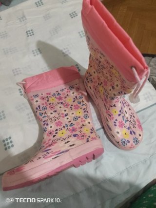 Botas de agua niña flores rosas Talla 32