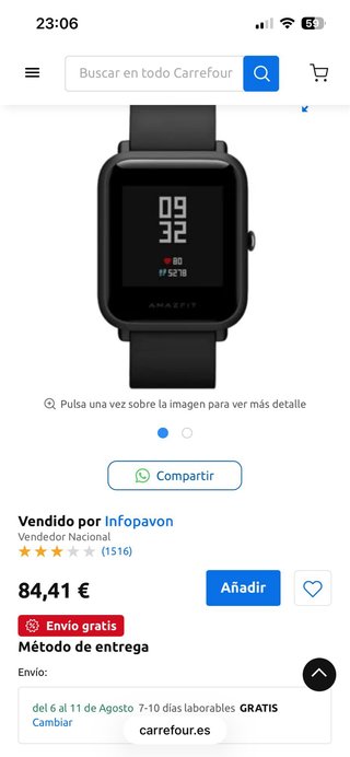 Reloj Inteligente Amazfit xiaomi Negro
