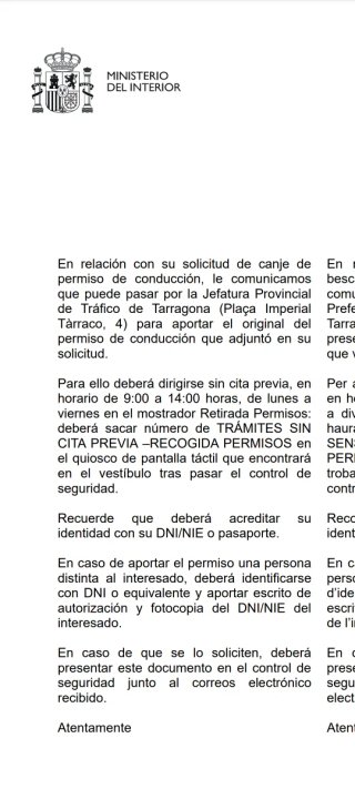 Tramitación canje licencia de conducir.