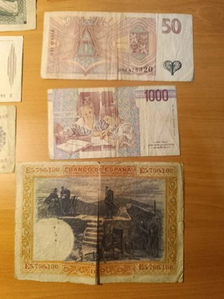 Lote 9 Billetes Antiguos España y Europa S.XX