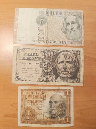 Lote 9 Billetes Antiguos España y Europa S.XX