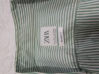 Camisa Zara Rayas Verdes Talla S