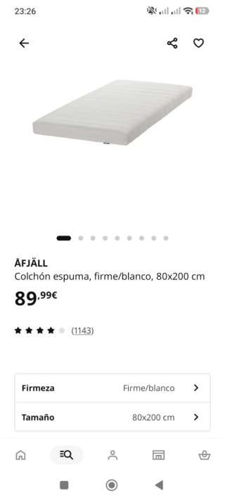 Colchón espuma firme blanco 80x200 cm