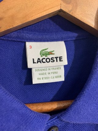 Camiseta Polo Lacoste Azul Talla 3 Vintage