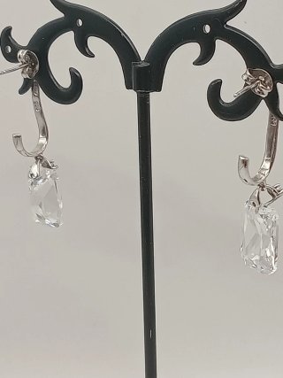 Orecchini Argento 925 Zircone Cristallo esagonale