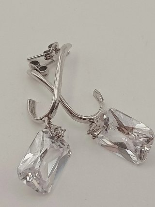 Orecchini Argento 925 Zircone Cristallo esagonale