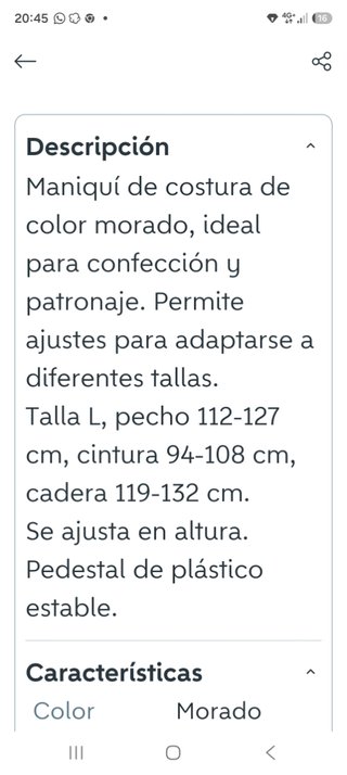 Maniquí de costura ajustable