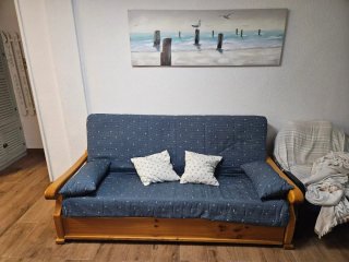 Sofá Cama Azul y Marrón