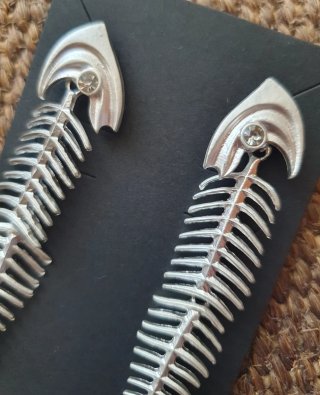 Pendientes esqueleto pez plata