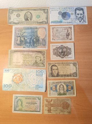 Lote 11 Billetes Antiguos España y América S.XX