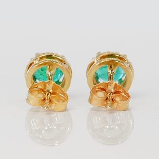 Pendientes Oro 14k Esmeralda y Diamante