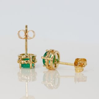 Pendientes Oro 14k Esmeralda y Diamante
