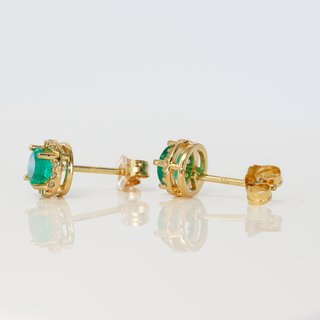 Pendientes Oro 14k Esmeralda y Diamante