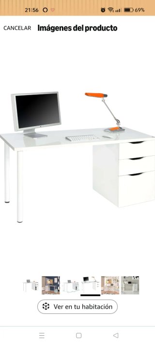 Escritorio blanco con cajonera