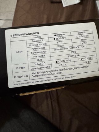 Inversor ElekSol DC a AC 12V 500W
