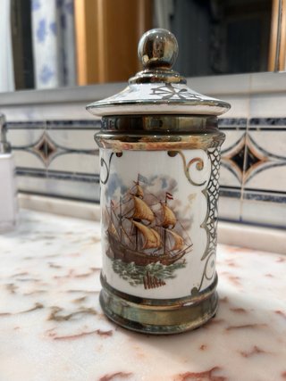Tarro porcelana decorativo con tapa