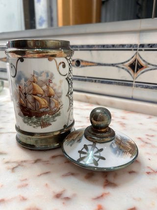 Tarro porcelana decorativo con tapa