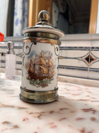 Tarro porcelana decorativo con tapa