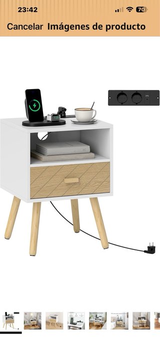 Mesita Noche o mesa auxiliar Carga Blanca/Madera