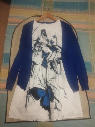 Vestido blanco con mariposas azules.T M