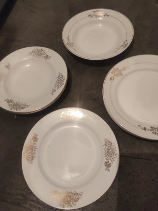 Platos Porcelana Borde Dorado