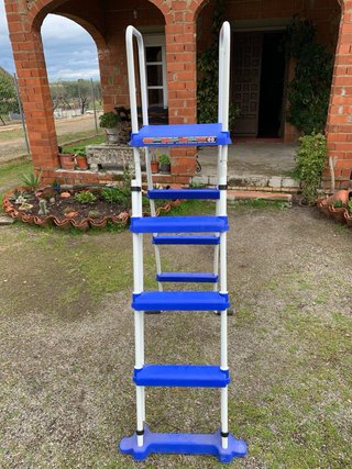 Escalera piscina metal/plástico azul/blanco