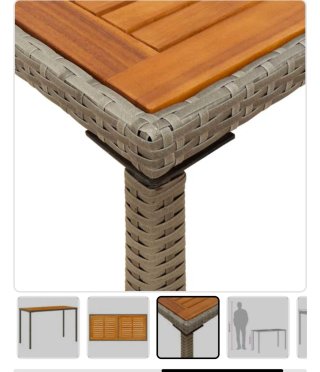 Tavolo da giardino vidaXL in rattan e legno