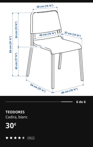 Silla Ikea TEODORES Blanca