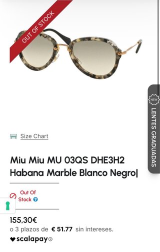 Gafas miumiu habana marble blanco negro