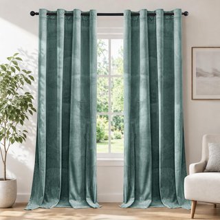 Ystyle Cortinas Terciopelo Teal 2 Piezas 140x300