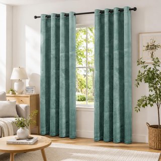 Ystyle Cortinas Terciopelo Teal 2 Piezas 140x300