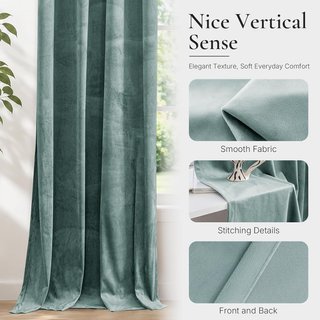 Ystyle Cortinas Terciopelo Teal 2 Piezas 140x300