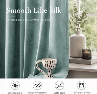 Ystyle Cortinas Terciopelo Teal 2 Piezas 140x300